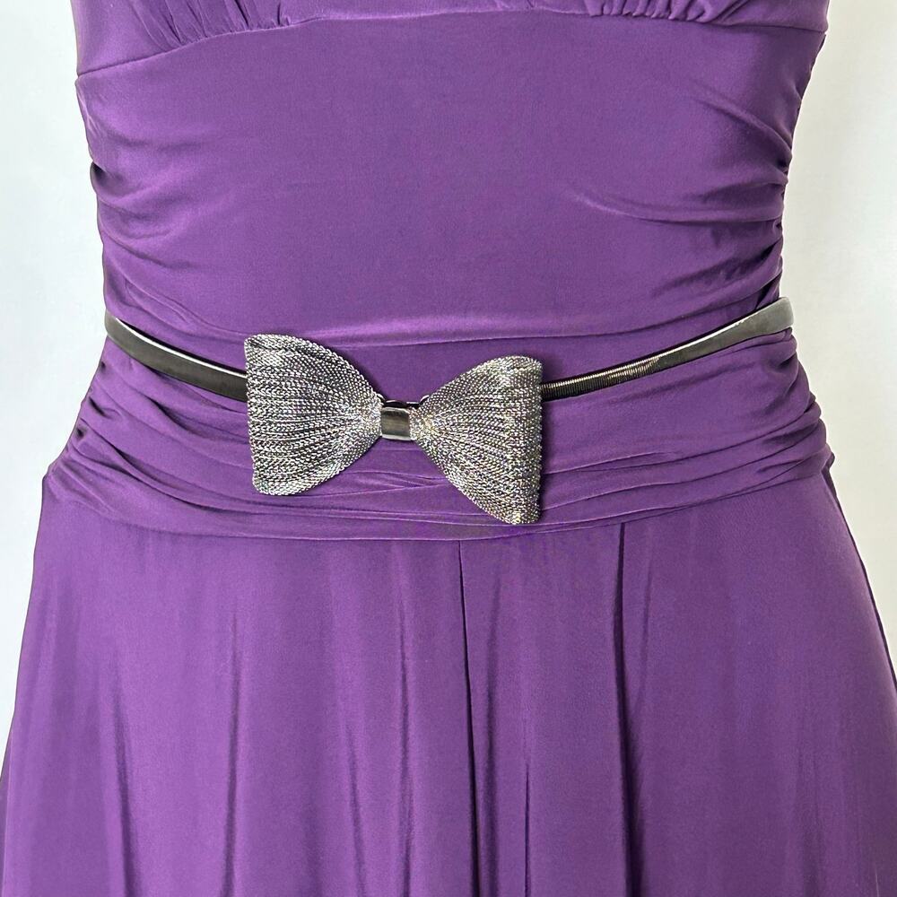 Silver Metal Bow Waist Belt Women’s 31” Stretchy Statement Dress Belt
